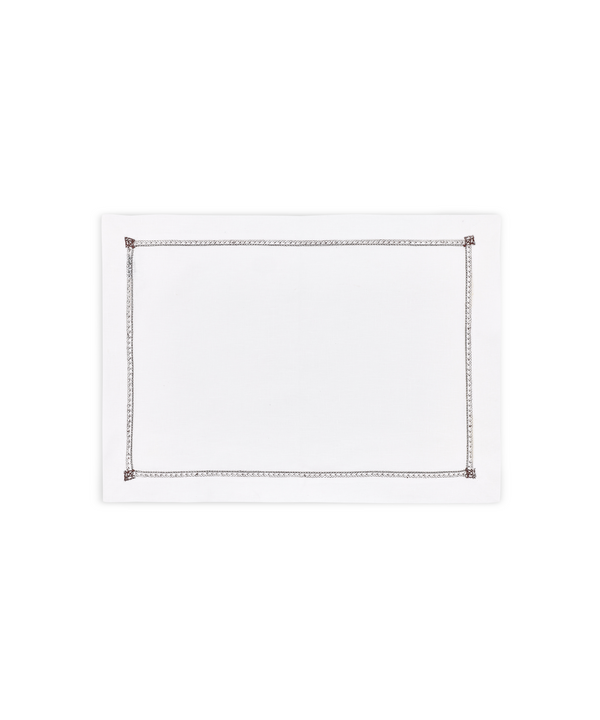 Rebecca Udall Georgiana Ladderstitch Linen Placemat, Burgundy, Cut Out