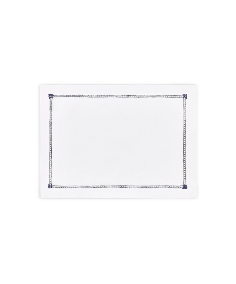 Georgiana Ladderstitch Linen Placemat, Navy