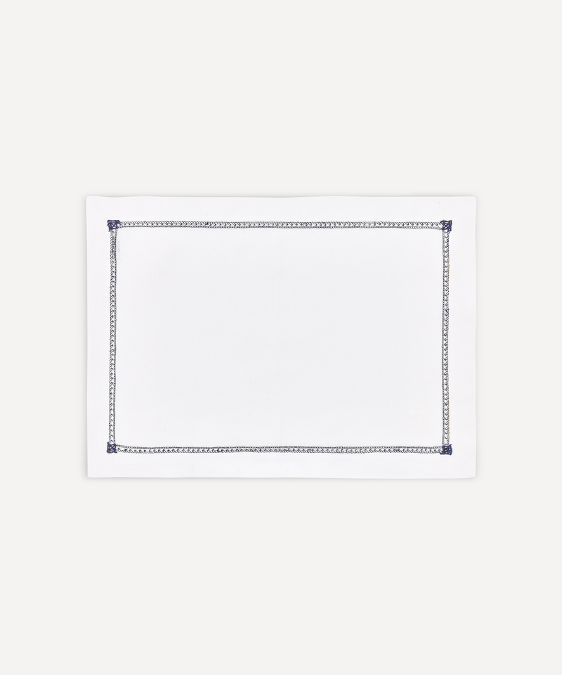 Rebecca Udall Georgiana Ladderstitch Linen Placemat, Navy, Cut Out