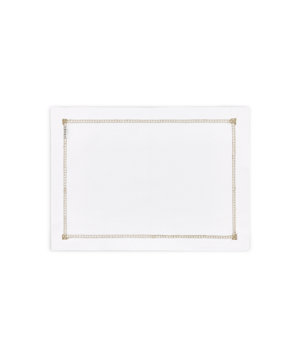 Rebecca Udall Georgiana Ladderstitch Linen Placemat, Nougat, Cut Out, White Background