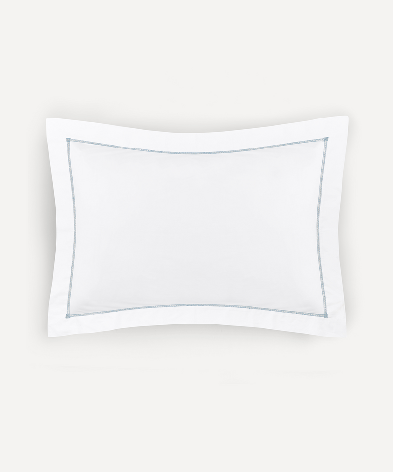 Rebecca Udall Georgiana Ladderstitch Boudoir Pillowcase, Dusky Blue, Ivory Background