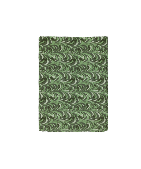 Marble Linen Tablecloth, Green, White Background