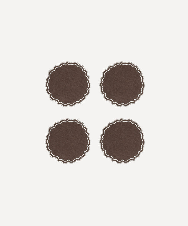 Rebecca Udall luxury waxed linen coasters, chocolate brown