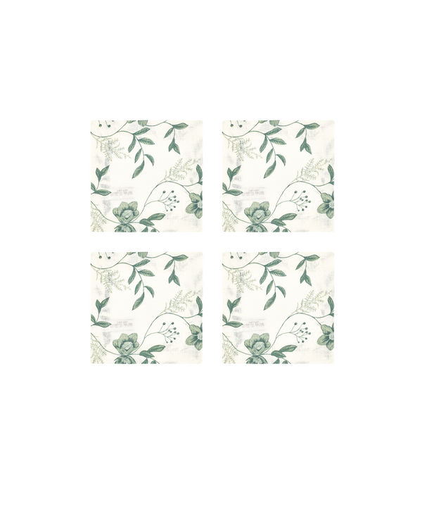 Rebecca Udall, Set of 4 Hellebore Linen Coasters, Green