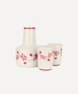 Iris Ceramic Carafe & Pair of Tumblers, Raspberry