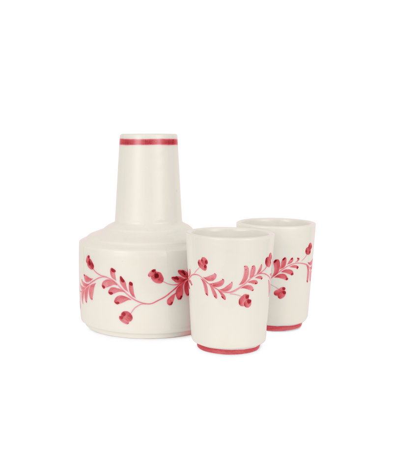 Iris Ceramic Carafe & Pair of Tumblers, Raspberry