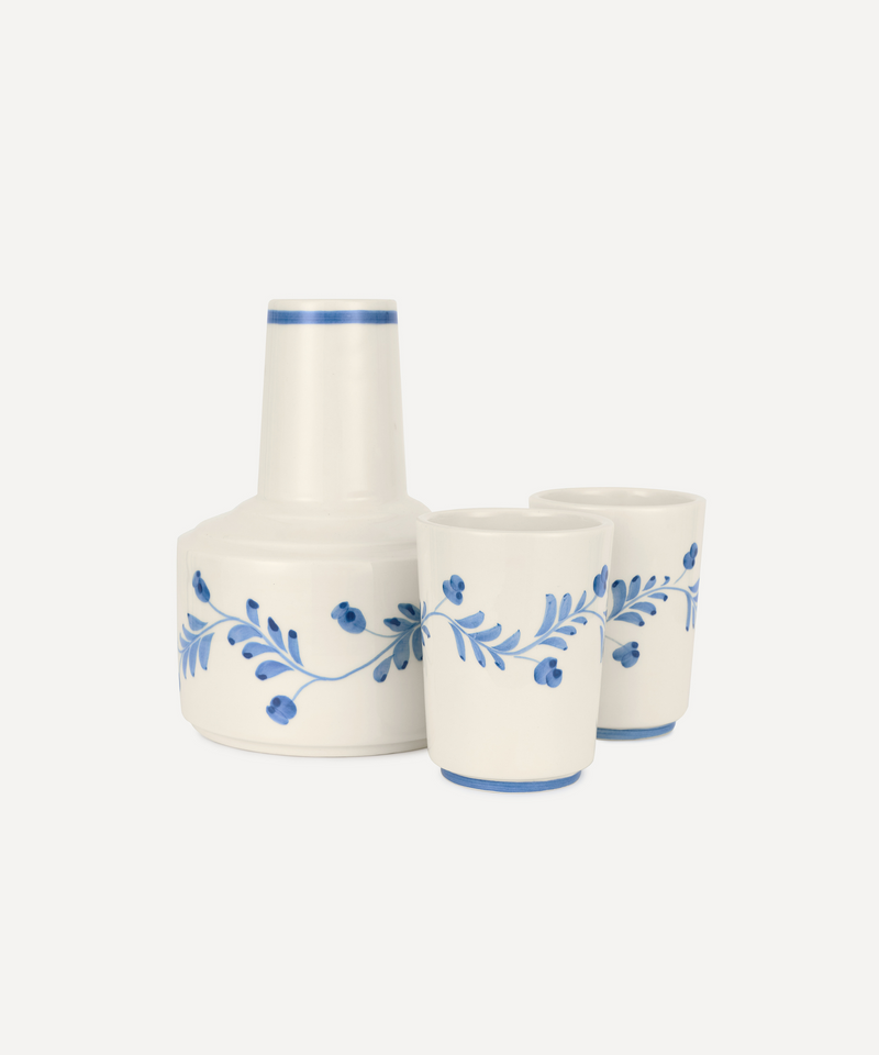 Iris Ceramic Carafe & Pair of Tumblers, Denim