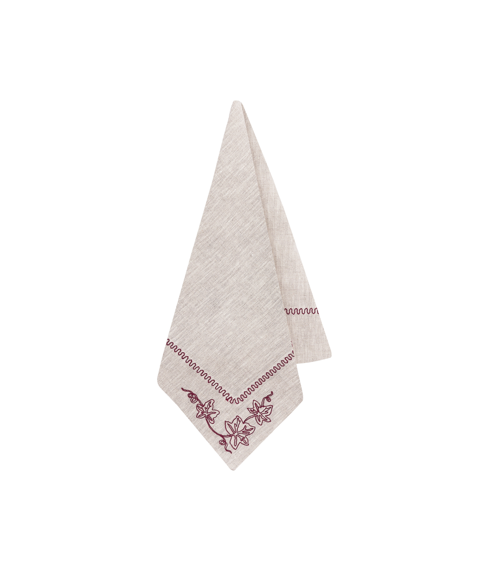 Pair of Ivy Linen Napkins, Burgundy, Draped
