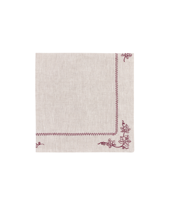 Pair of Ivy Linen Napkins, Burgundy