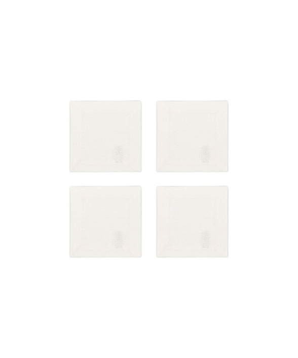 Rebecca Udall Set of 4 Jacquard Linen Coasters, White Linen