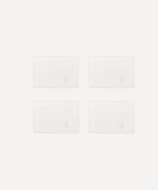 Rebecca Udall  Set of 4 Jacquard Linen Cocktail Napkins, White