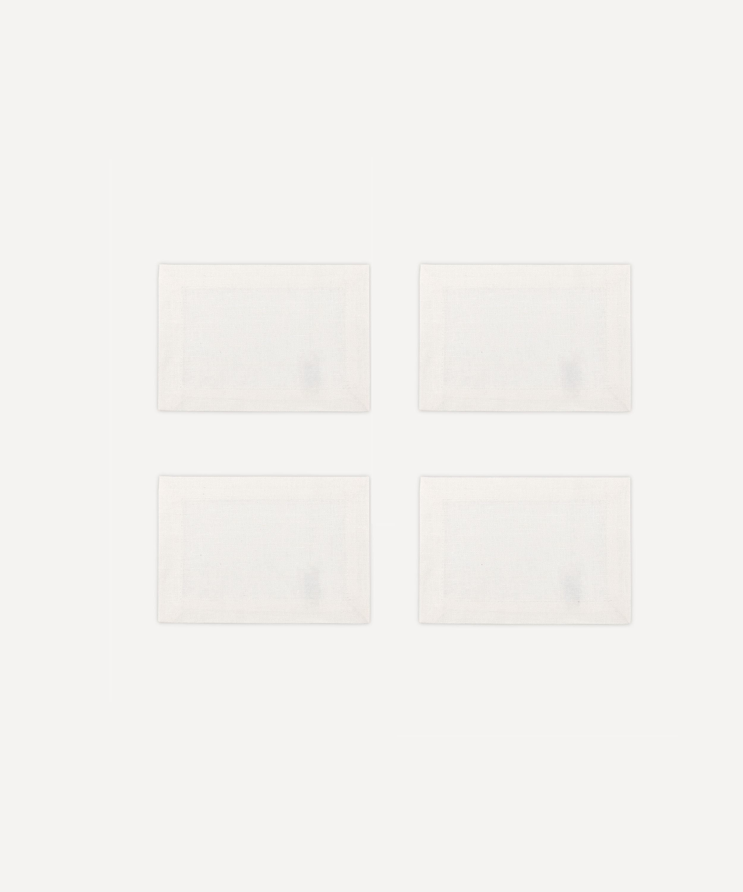 Rebecca Udall  Set of 4 Jacquard Linen Cocktail Napkins, White