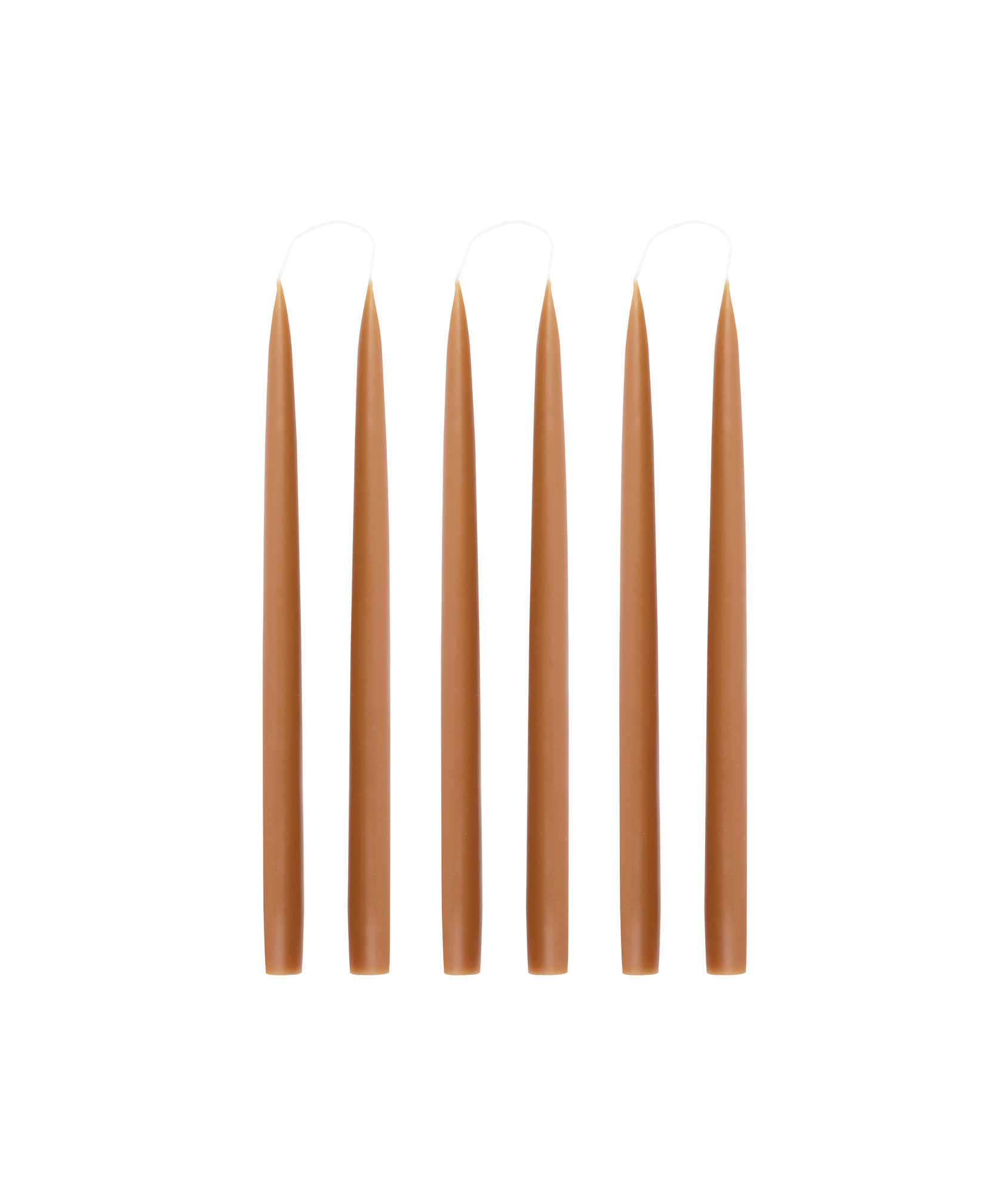 Set of 6 Danish Taper Candles, Ginger