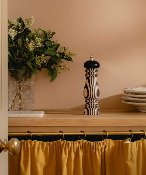 Odessa Striped Pepper Mill, with Phoebe Vase