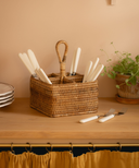 Rattan Cutlery and Condiment Carrier, Natural
