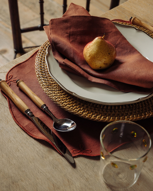 Pair of Nancy Linen Napkins, Burnt Sienna