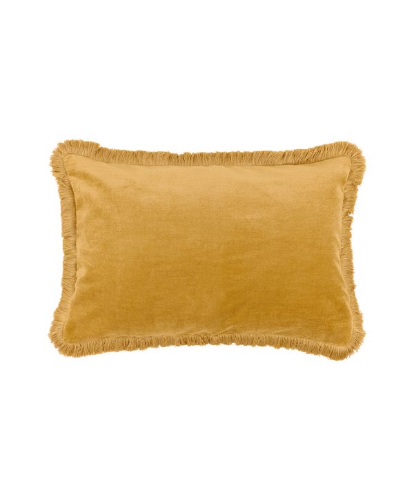 Rebecca Udall Lola Brushed Fringe Linen Velvet Cushion, Classic Rectangular, Straw