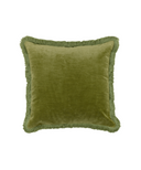 Rebecca Udall Lola Brushed Fringe Linen Velvet Square Cushion, Moss