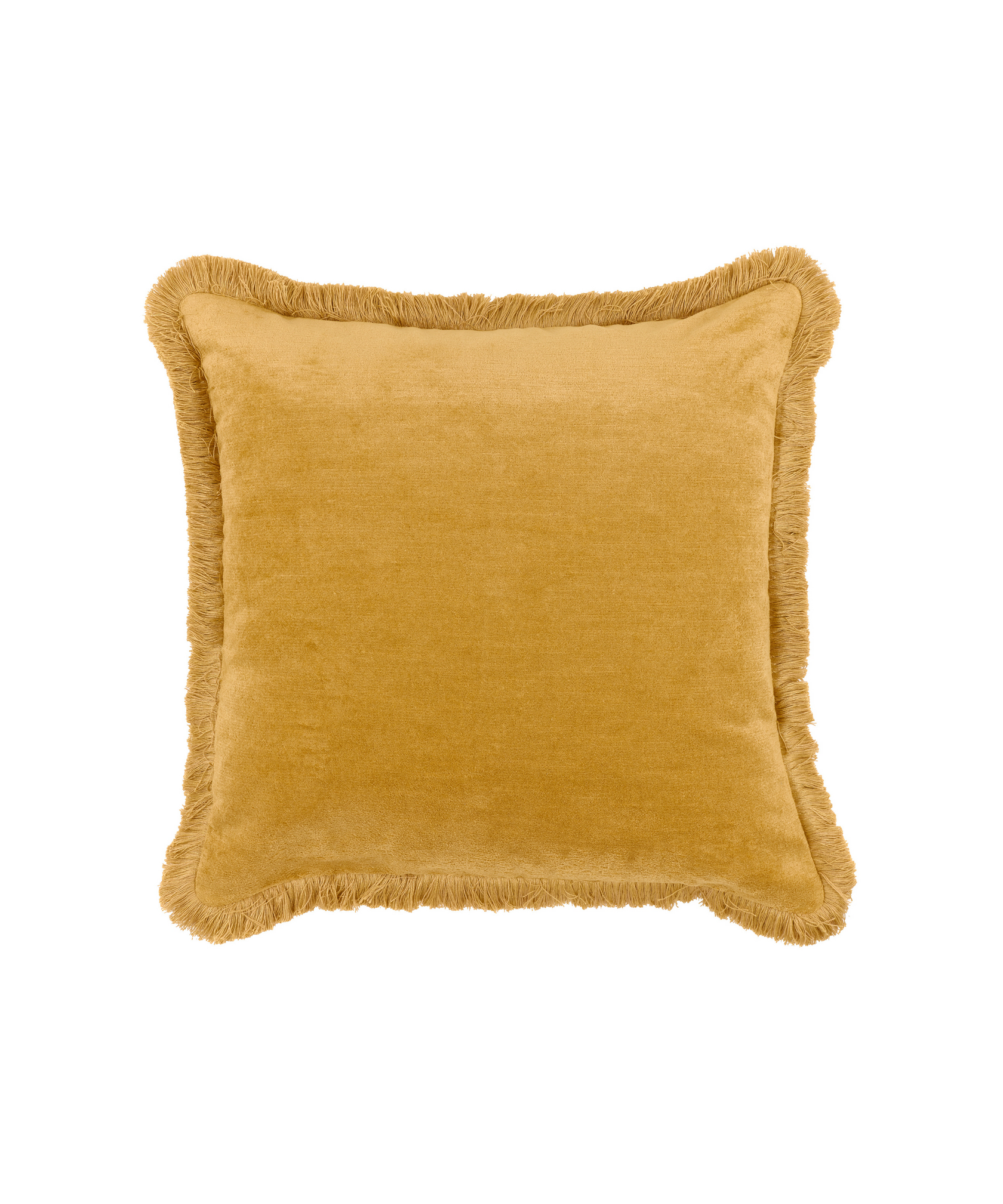 Rebecca Udall Lola Brushed Fringe Linen Velvet Square Cushion, Straw