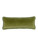 Rebecca Udall Lola Brushed Fringe Linen Velvet Lumbar Cushion, Moss, White Background