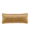 Rebecca Udall Lola Brushed Fringe Linen Velvet Lumbar Cushion, Nougat, White Background