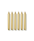 Set of 6 Madeleine Taper Candles, Gold