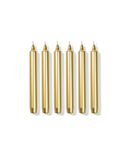 Set of 6 Madeleine Taper Candles, Gold