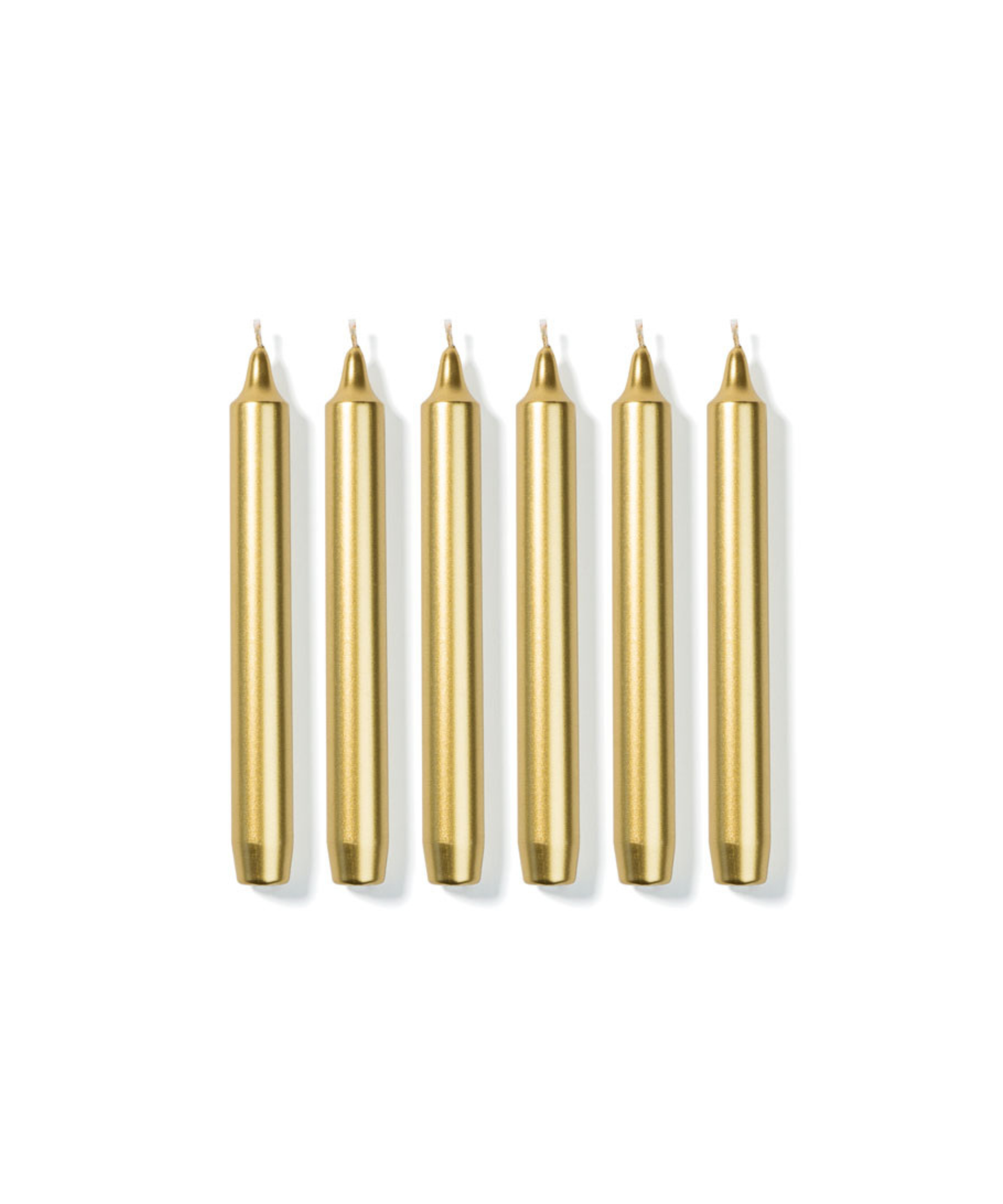 Set of 6 Madeleine Taper Candles, Gold