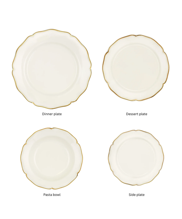 Madeleine Crockery, Gold Filet