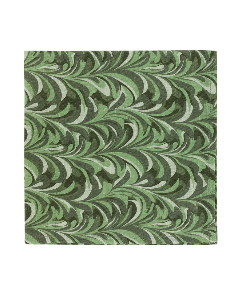 Rebecca Udall, Marble Pattern Design Linen Napkin, Green square cut out 