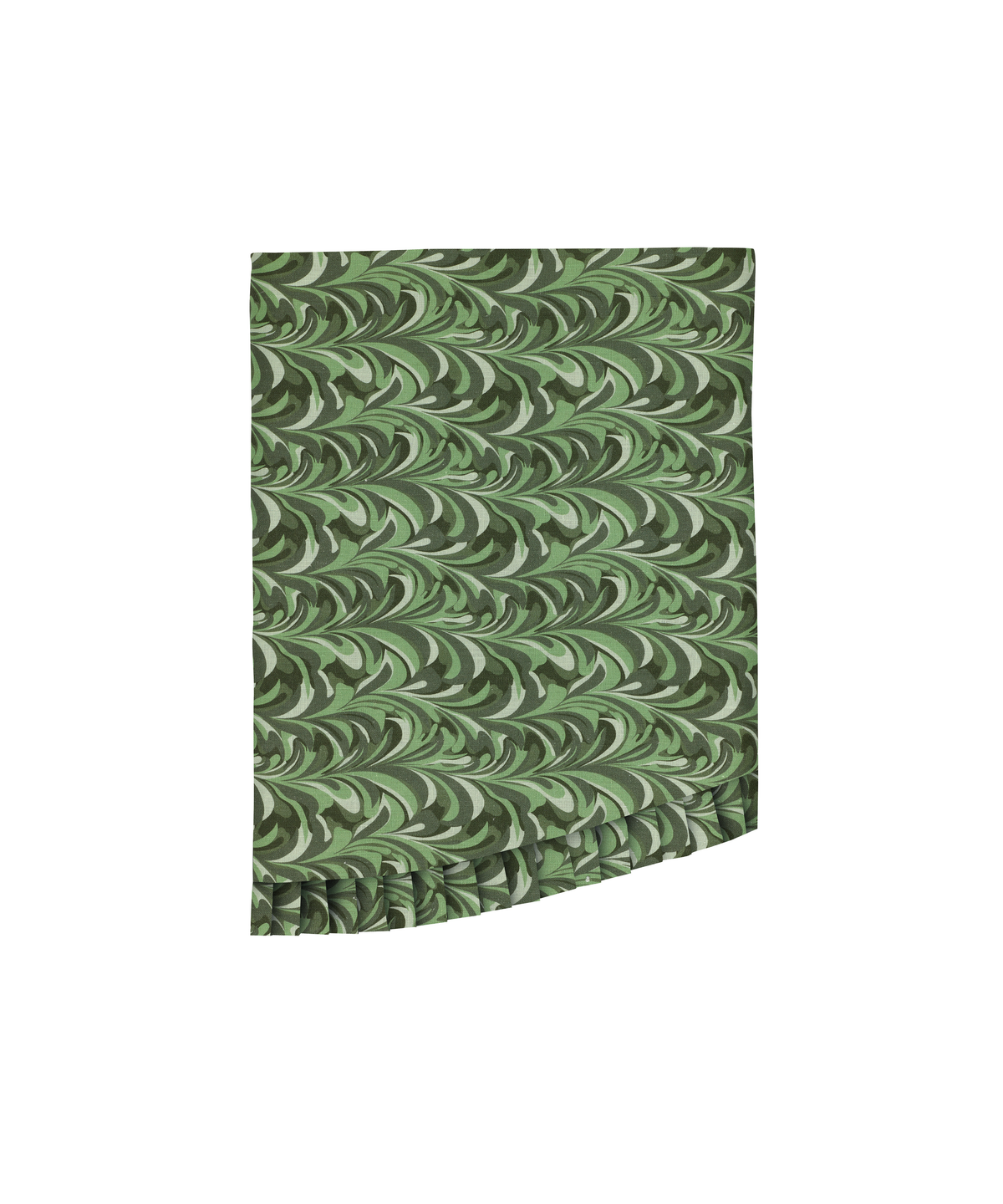 Marble Pleated Round Linen Tablecloth, Green