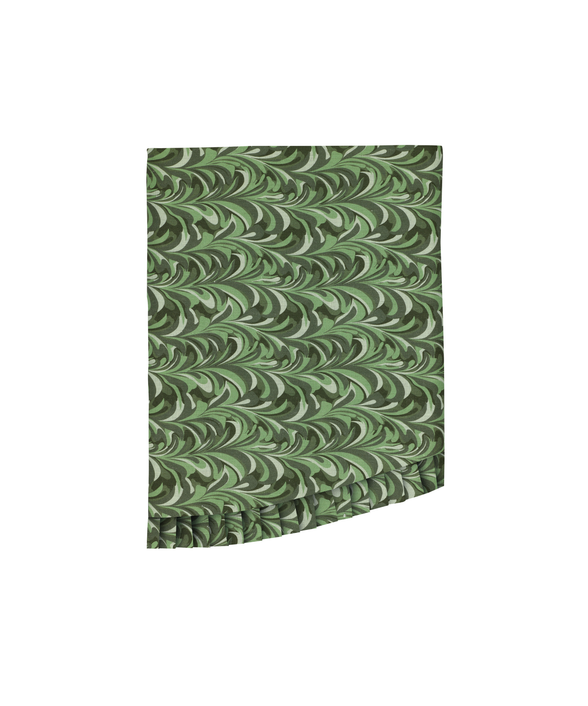 Marble Pleated Round Linen Tablecloth, Green