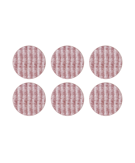 Set of 6 Margot Cork Backed Round Coasters, Burgundy