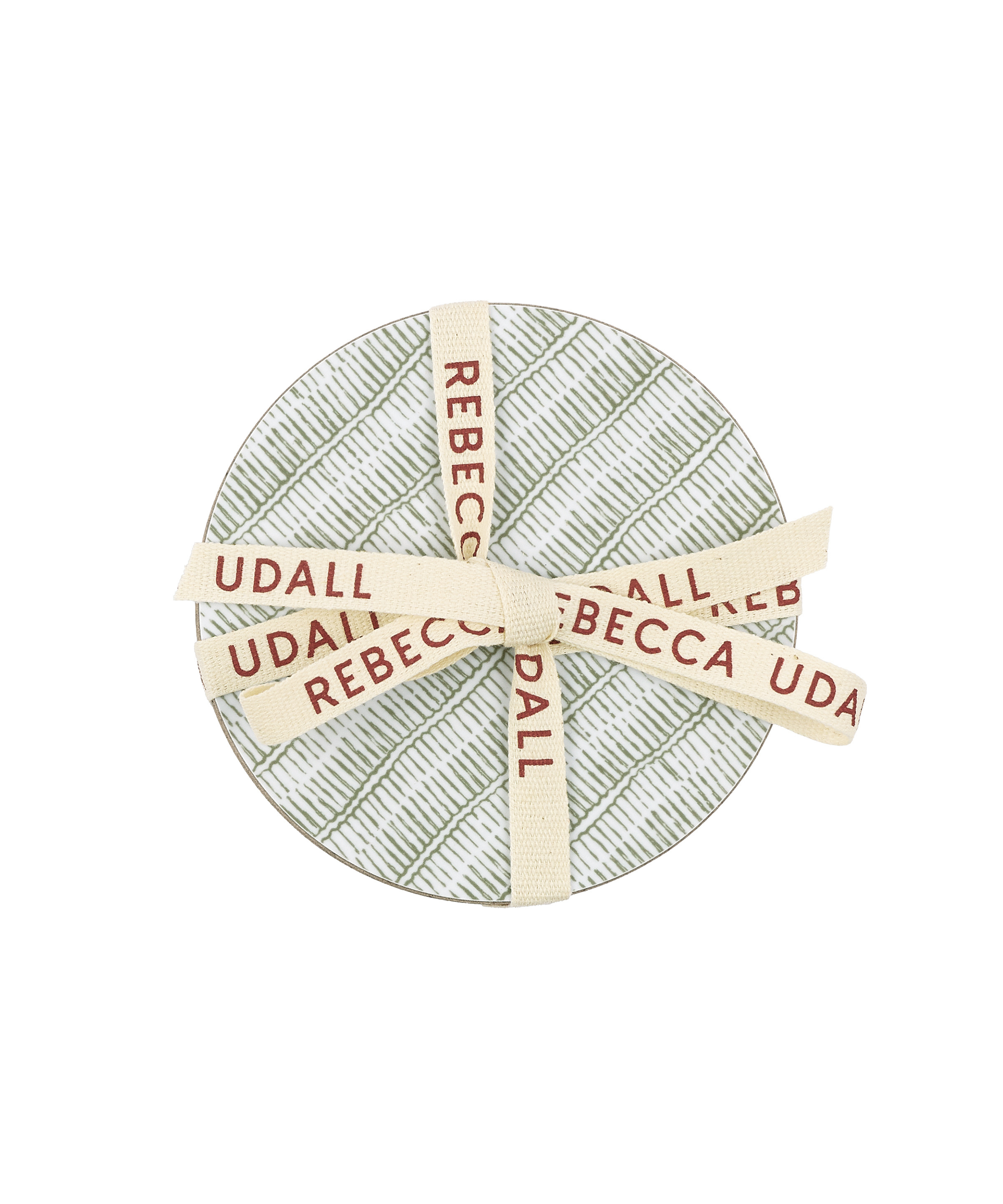 Set of 6 Margot Cork Backed Round Coasters, Sage