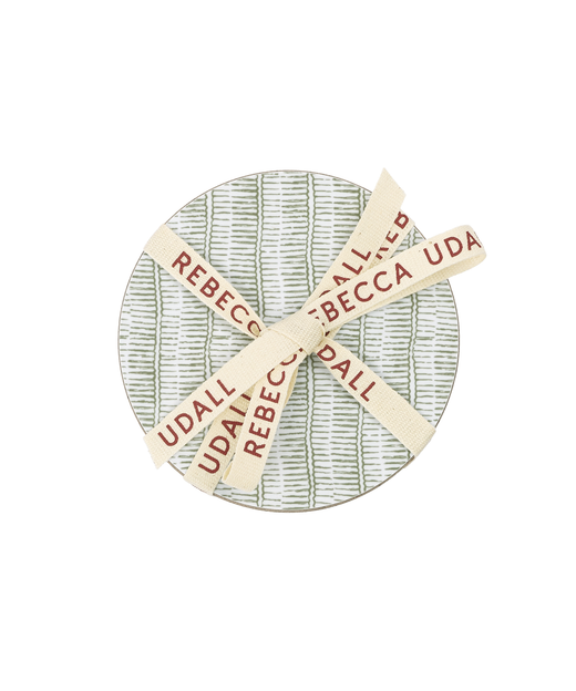 Margot Cork Backed Round Coaster, Sage, Cut Out