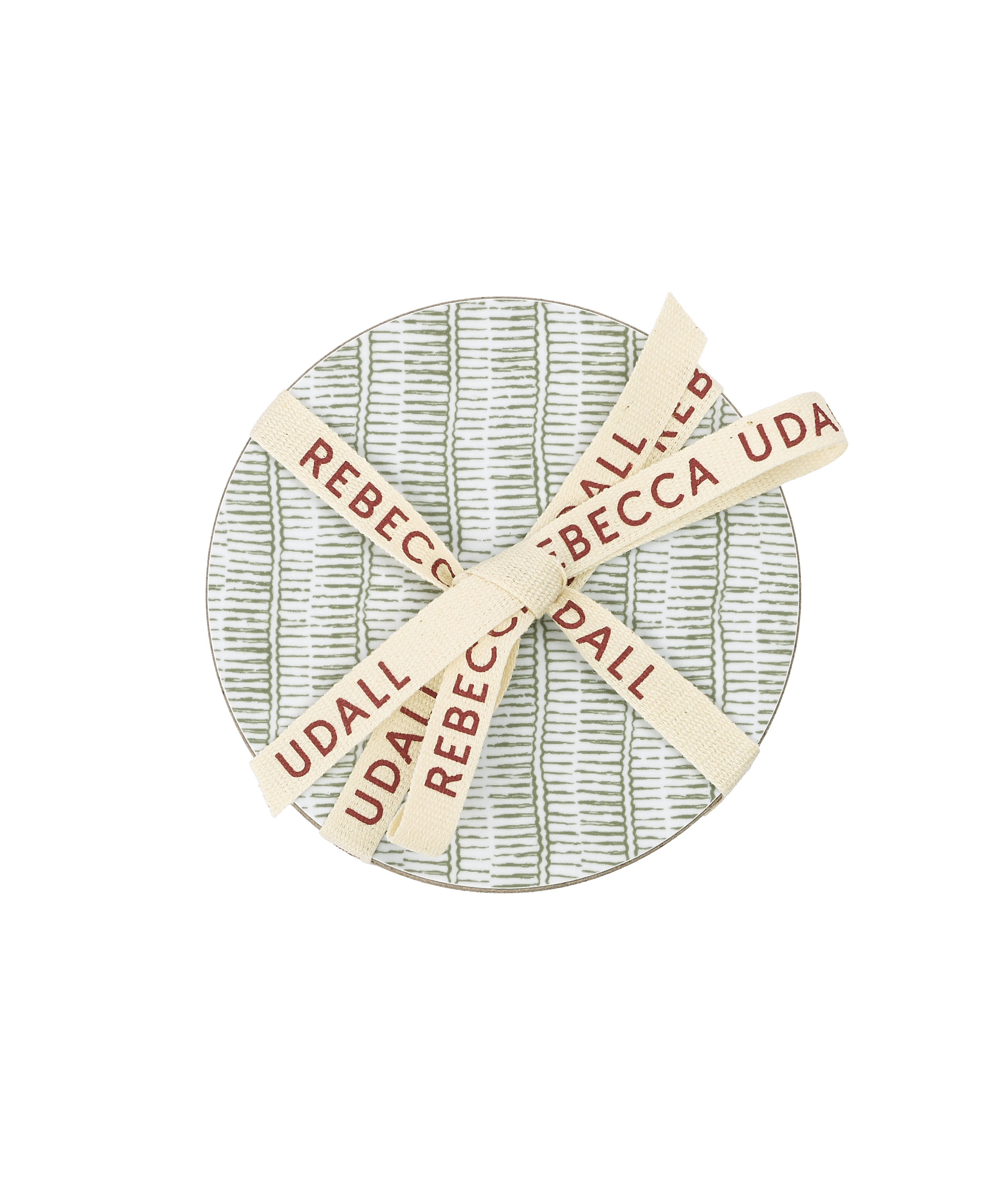 Margot Cork Backed Round Coaster, Sage, Cut Out