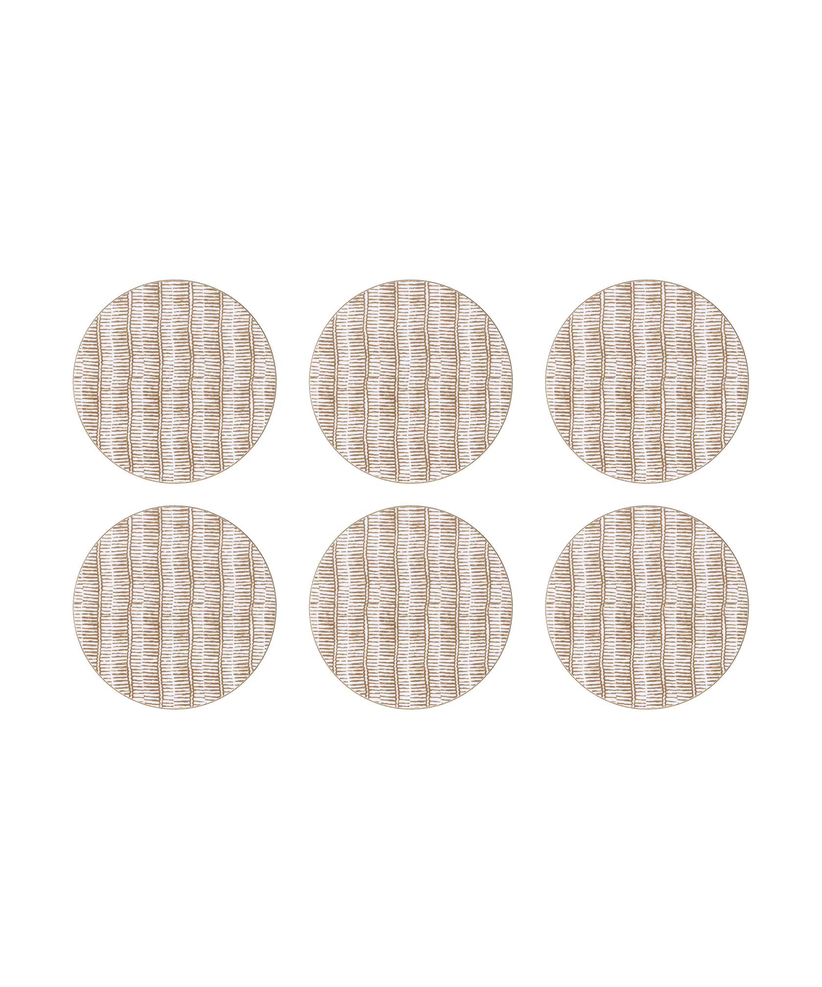 Set of 6, Margot Cork Backed Round Coaster, Nougat, Cut Out