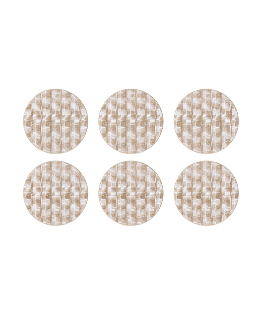 Set of 6, Margot Cork Backed Round Coaster, Nougat, Cut Out