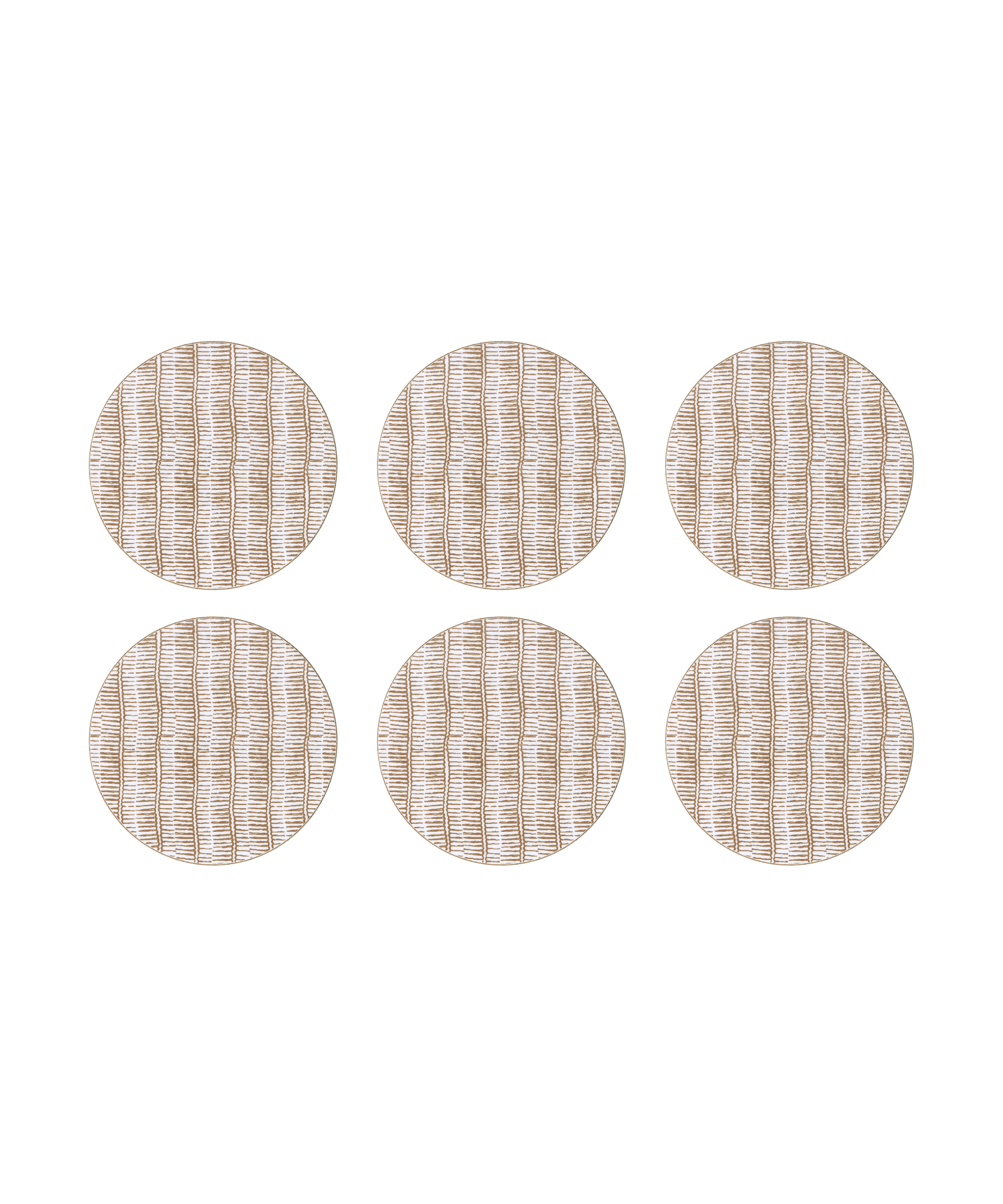 Set of 6, Margot Cork Backed Round Coaster, Nougat, Cut Out