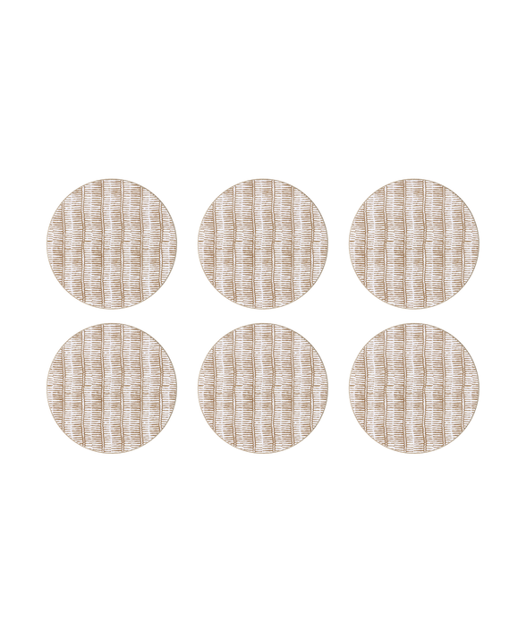 Set of 6, Margot Cork Backed Round Coaster, Nougat, Cut Out