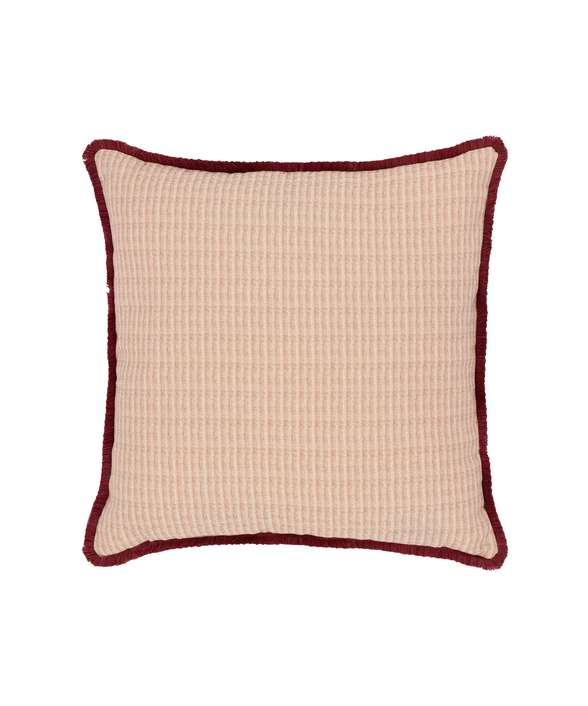 Margot Fringed Linen Cushion Cover, Rhubarb, Cut Out