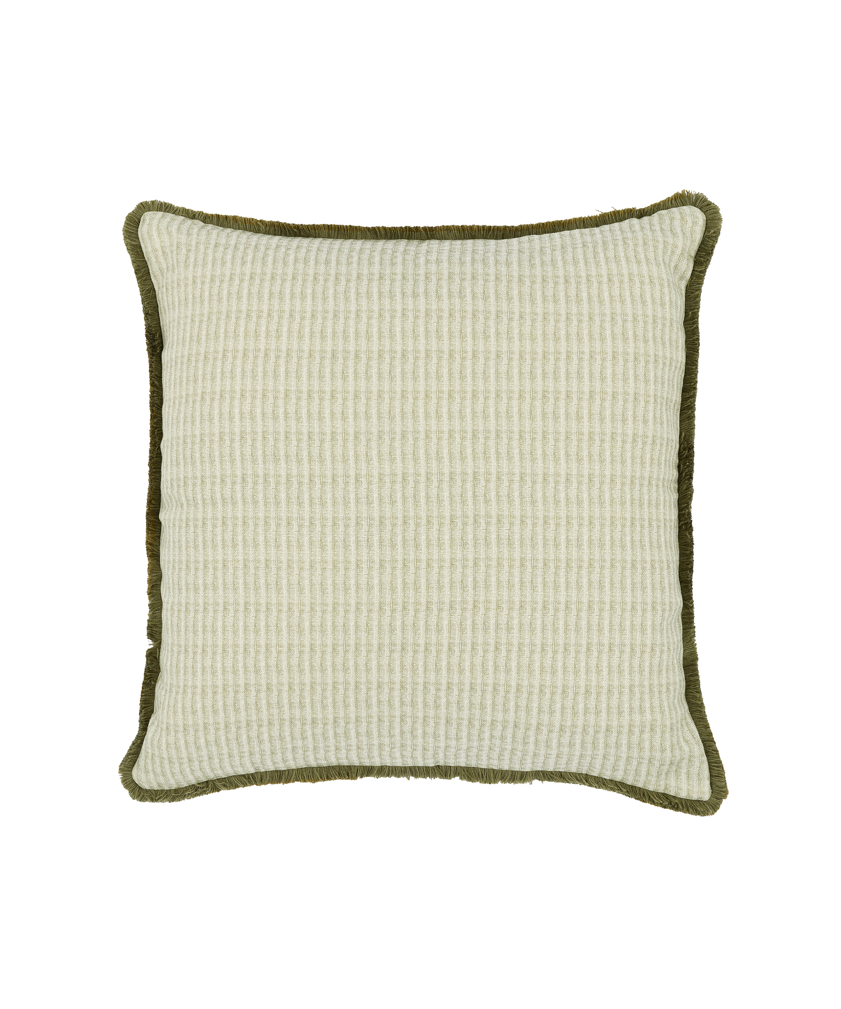Margot Fringed Linen Cushion Cover, Sage, Cut Out
