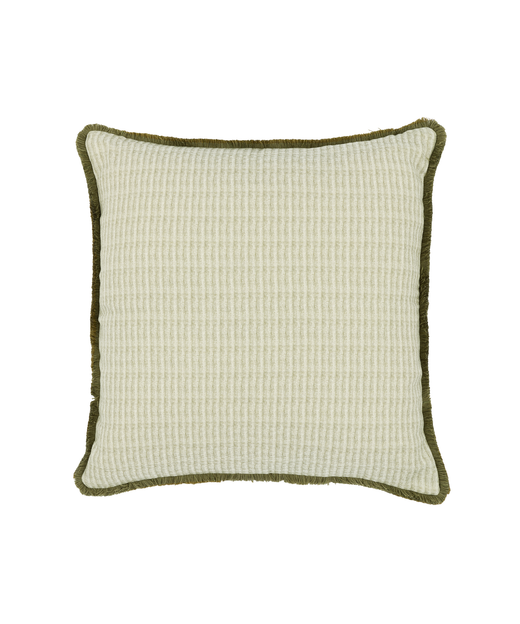 Margot Fringed Linen Cushion Cover, Sage, Cut Out