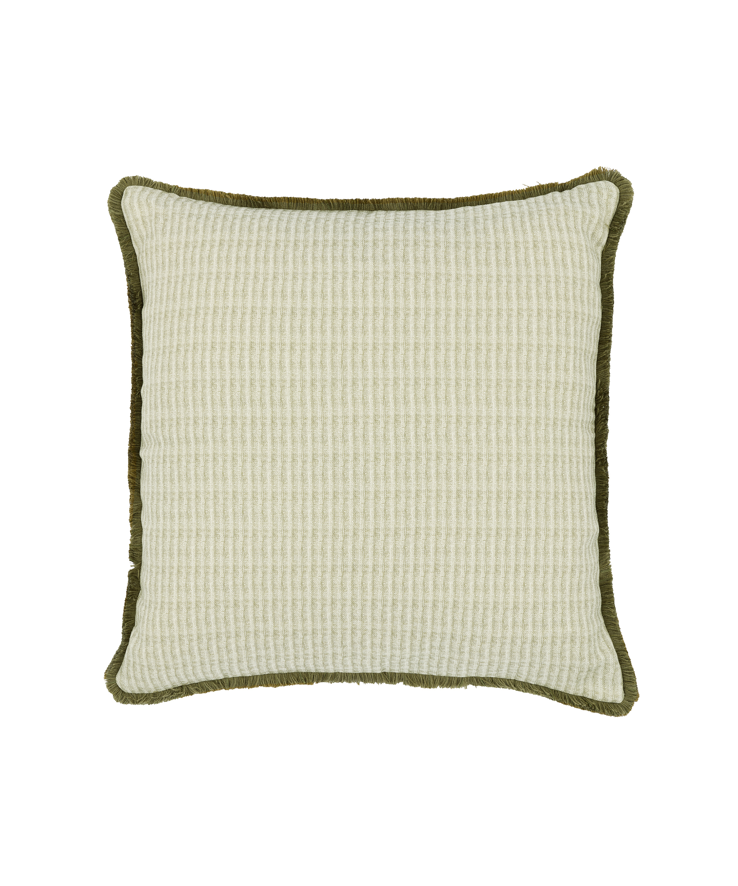 Margot Fringed Linen Cushion Cover, Sage, Cut Out