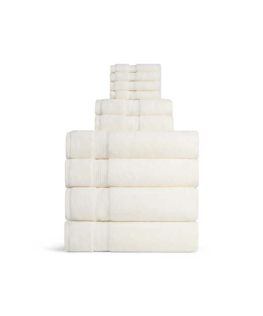 Maria Bath Towel Family Bundle, Ivory, Cut Out