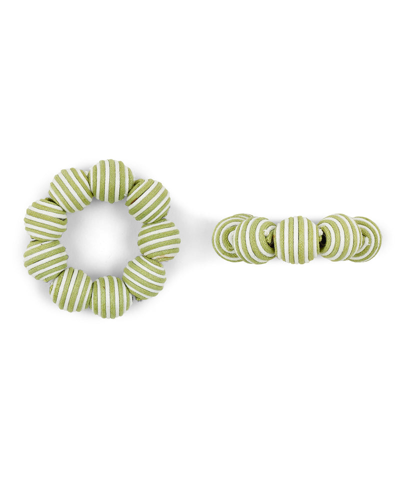 Rebecca Udall Set of 4 Striped Napkin Rings, Sage, detail