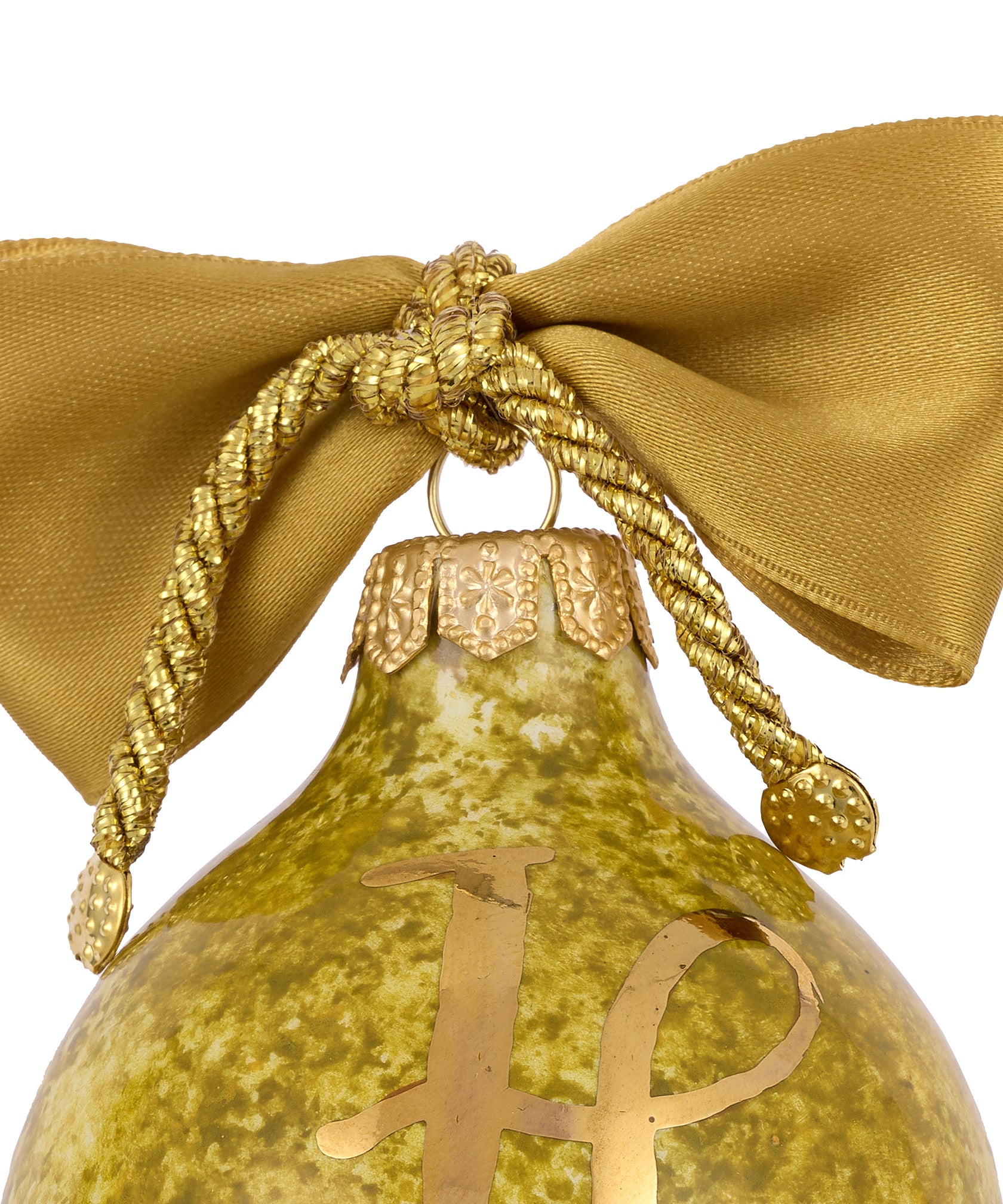 Natalia Bauble, Gold/Amber, with Initial, Detail