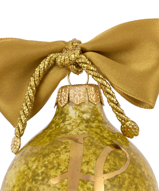Natalia Bauble, Gold/Amber, with Initial, Detail