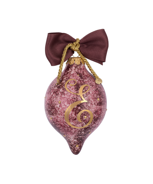 Personalised Monogram Natalia Bauble, Gold/Burgundy, with Initial
