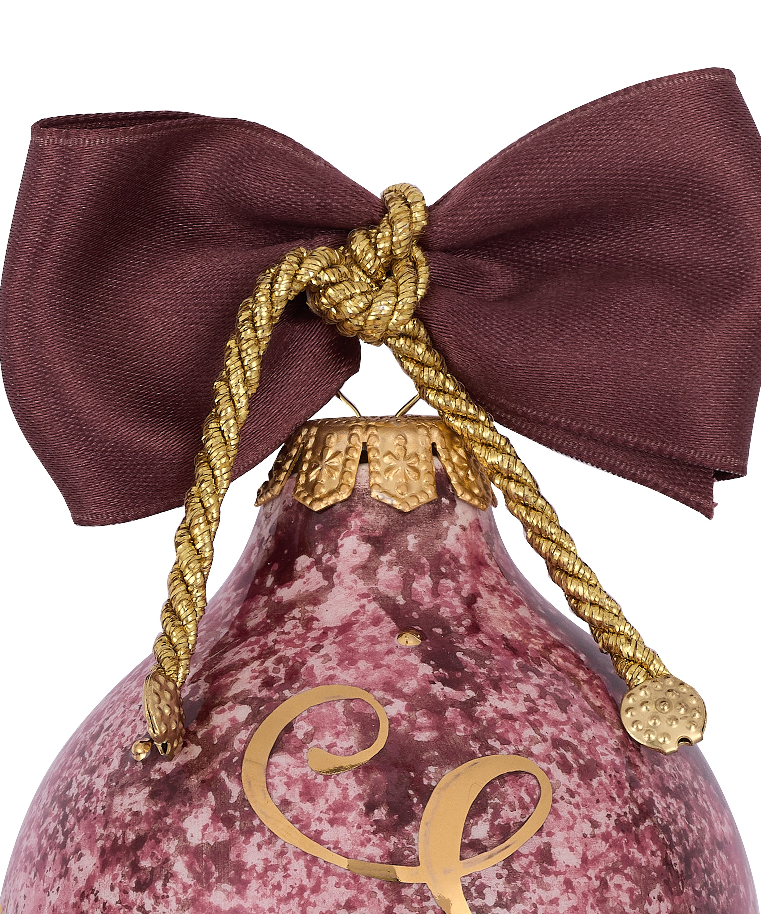 Natalia Bauble, Gold/Burgundy, with Initial, Detail